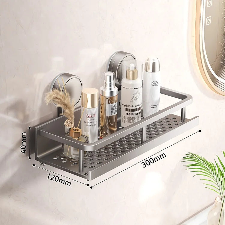 No-Drill Suction Cup Bathroom Shelf