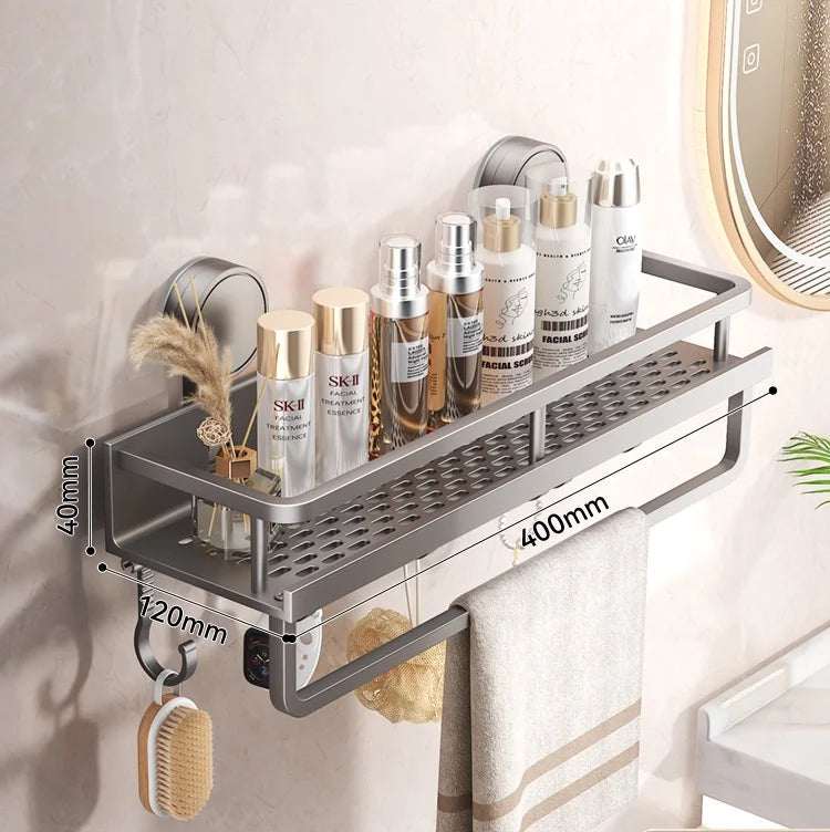 No-Drill Suction Cup Bathroom Shelf