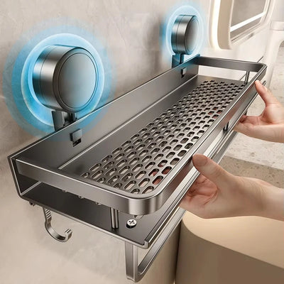 No-Drill Suction Cup Bathroom Shelf